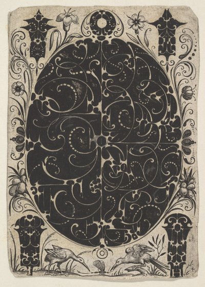 Astuccio ovale decorato con Schweifwerk in due varianti, circondato da motivi più piccoli, ca. 1614-19 da Jacques Hurtu