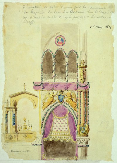 Progetto per la decorazione di Notre Dame per il battesimo del Duca di Bordeaux da Jacques Ignace Hittorff
