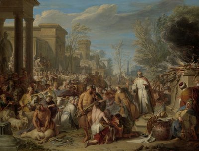 Geroboamo che sacrifica agli idoli da Jacques Ignatius de Roore