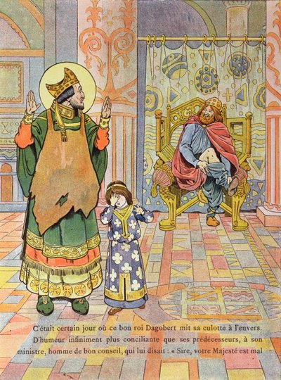 Re Dagoberto I (c.603-39) che si mette i pantaloni al contrario, illustrazione da 