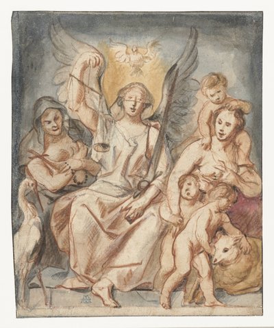 La Giustizia, seduta tra Fede e Amore da Jacques Jordaens