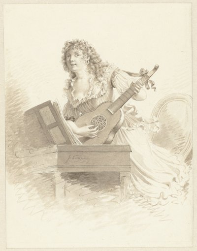 Dama che suona una chitarra da Jacques Kuyper