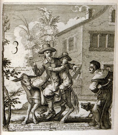 Illustrazione di favole di Jean de La Fontaine (incisione) da Jacques Lagniet