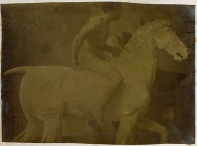Studio di un modello maschile nudo, seduto su un cavallo di gesso, nello studio di Jacques de Lalaing, possibile studio preliminare per Ritratto equestre, Museo delle Belle Arti di Gand da Jacques Lalaing (attributed to)
