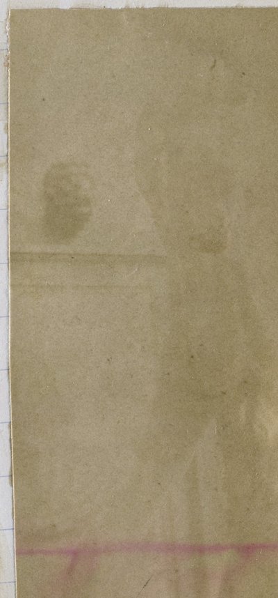 Studio di un modello maschile nudo, in piedi e visto di spalle, nell