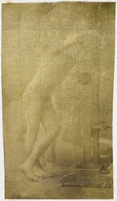Studio di un modello maschile nudo, in piedi e appoggiato a un cavalletto, nello studio di Jacques de Lalaing da Jacques Lalaing (attributed to)