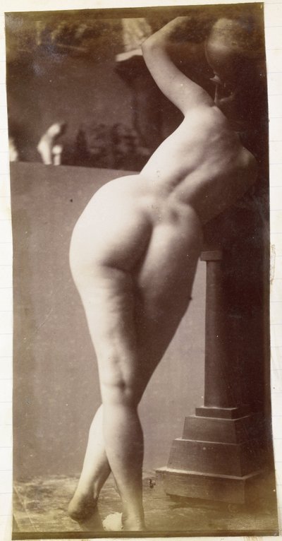 Studio di un modello femminile nudo, visto di schiena, nello studio di Jacques de Lalaing, studio preliminare per fontana circolare da Jacques Lalaing (attributed to)