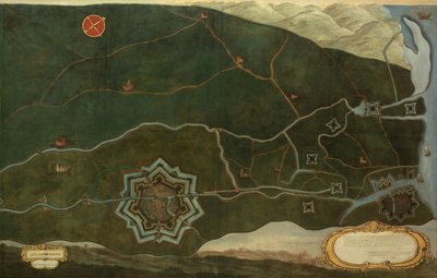 Mappa di Damme e delle Fortezze di Confine Spagnole vicino a Sluis da Jacques Lobberecht