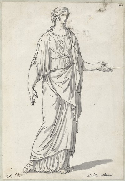 Scultura classica di una donna con un braccio teso da Jacques Louis David