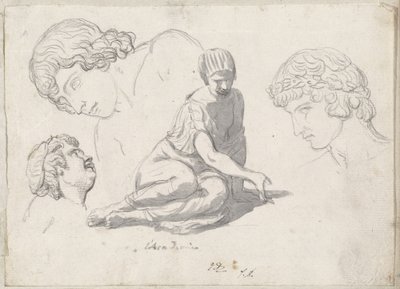 Giocatore di Dadi e Altri Studi dopo Sculture Antiche da Jacques Louis David