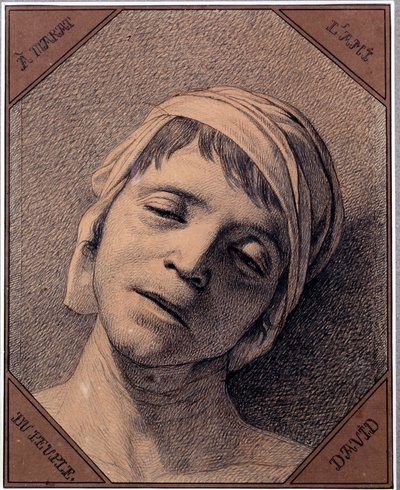 Studio dal vero della testa di Jean Paul Marat assassinato il 13/07/1793 da Jacques Louis David