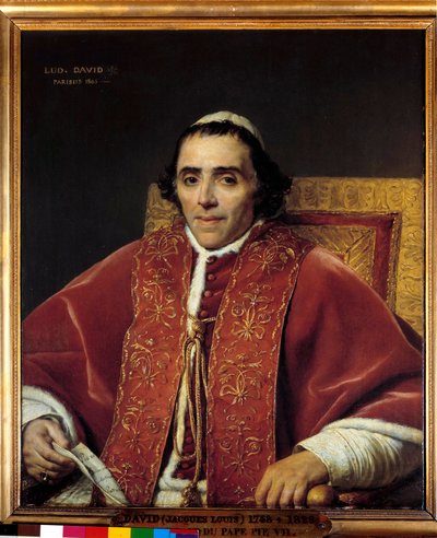 Ritratto a mezzo busto di Papa Pio VII (Gregorio Chiaramonti), papa nel 1800. Dipinto di Jacques Louis David da Jacques Louis David