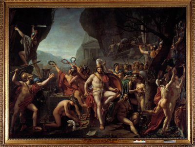 Leonida alle Termopili Episodio della Battaglia delle Termopili nel 480 a.C., opposta tra i Greci e i Persiani di Serse I, Leonida I Re di Sparta, che tiene le sue armi, siede su una roccia, vicino all