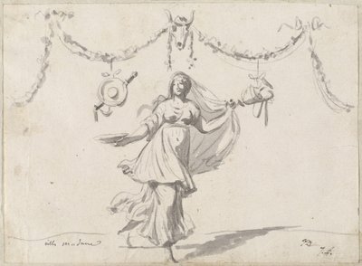 Ornamento con una donna in abito antico da Jacques Louis David