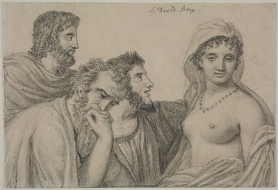 Phryné davanti ai giudici, 1816-1820 circa (gesso nero su carta vergata) da Jacques Louis David