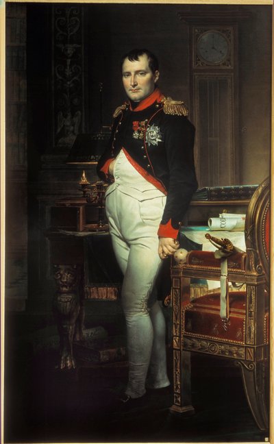 Ritratto a figura intera di Napoleone I (1769-1821) nel suo studio alle Tuileries. Dipinto di Jacques Louis David (1748-1825) 1812. Collezione privata da Jacques Louis David