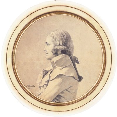 Ritratto di Joseph-Nicolas Barbeau Dubarran, mezzo busto, con le braccia incrociate da Jacques Louis David