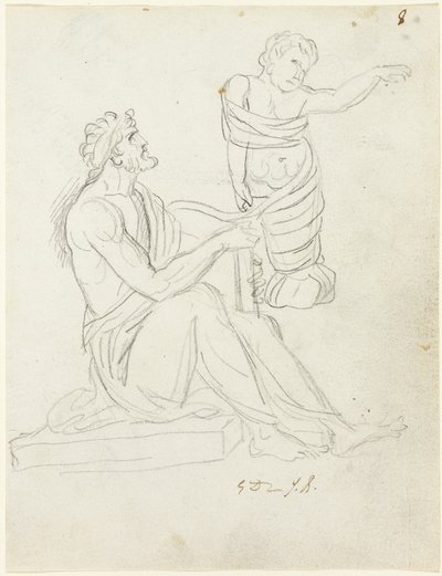 Uomo Seduto e Bambino Fasciato da Jacques Louis David
