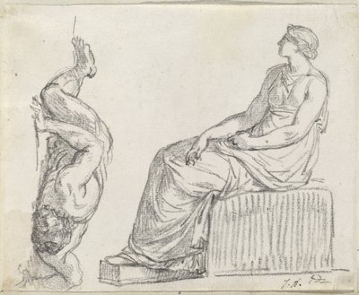 Donna seduta e uomo sdraiato a terra da Jacques Louis David