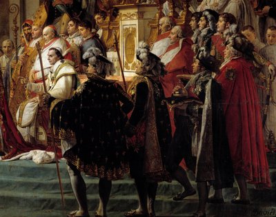 Il Rito di Napoleone. Dettaglio che rappresenta il primo piano con Papa Pio VII durante l