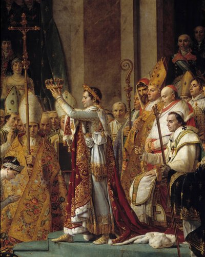Il rito di Napoleone. Dettaglio di Napoleone che indossa la corona durante l