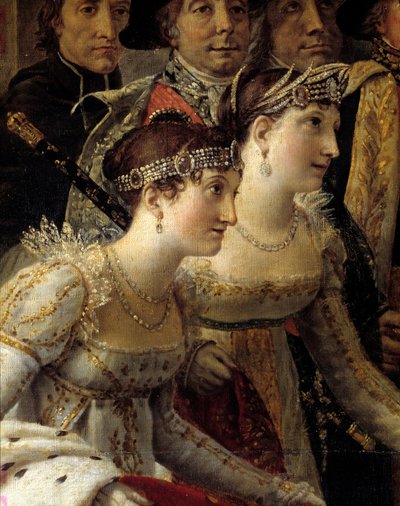 Il Rito di Napoleone. Dettaglio che rappresenta Madame de la Rochefoucault e Madame Lavalette durante l