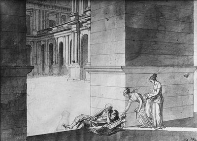 Due giovani ragazze portano pane a Omero addormentato, c.1794 da Jacques Louis David