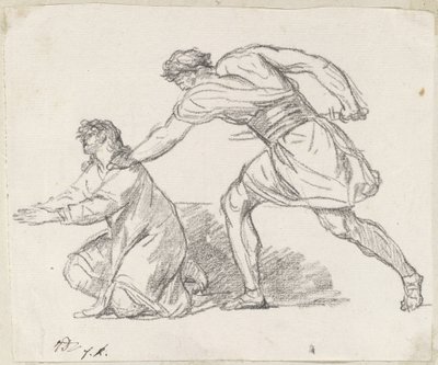 Guerriero che afferra una figura inginocchiata da Jacques Louis David