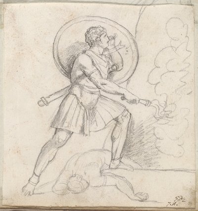 Guerriero con scudo e torcia da Jacques Louis David