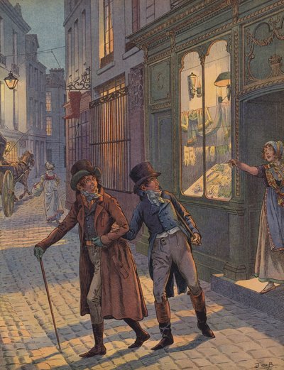 Una scena di strada a Parigi da Jacques Marie Gaston Onfray de Breville (Job)