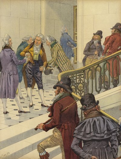 Gli emigrati francesi sono accolti al Palazzo delle Tuileries a Parigi da Jacques Marie Gaston Onfray de Breville (Job)