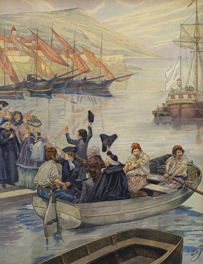 Il giovane Napoleone Bonaparte lascia la Corsica da Jacques Marie Gaston Onfray de Breville (Job)