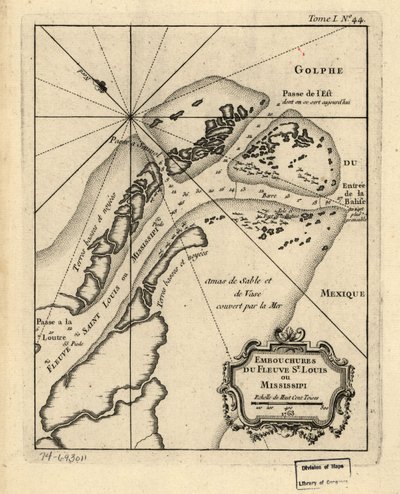 Bocche del fiume St. Louis o Mississippi. 1763. LOC 74693011 da Jacques Nicolas Bellin