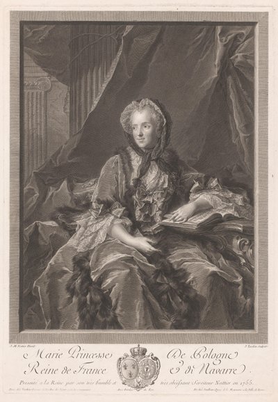 Ritratto della regina Maria Leszczyńska da Jacques Nicolas Tardieu