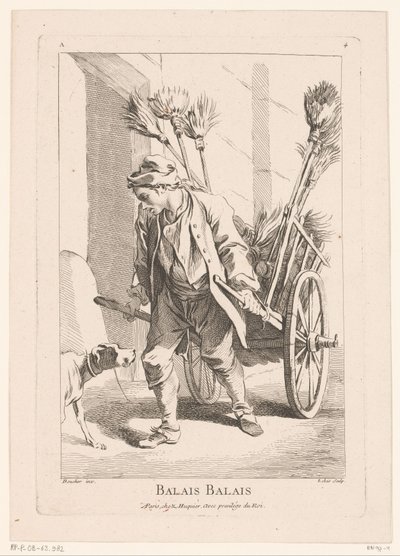 Venditore ambulante con scope da Jacques Philippe Le Bas