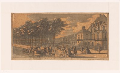 Vista di un viale presso la Cour de la Fontaine del castello di Fontainebleau da Jacques Rigaud