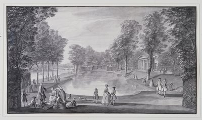 Bacino fluviale, Villa di Lord Burlington a Chiswick da Jacques Rigaud