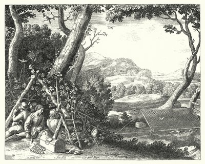 Cattura di uccelli (incisione) da Jacques Stella