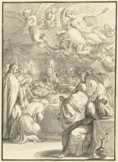 Il letto di morte di Maria (serie: Scene della vita di Maria) da Jacques Stella