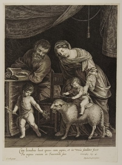Sacra Famiglia con San Giovanni, inciso da Gilles Rousselet da Jacques Stella