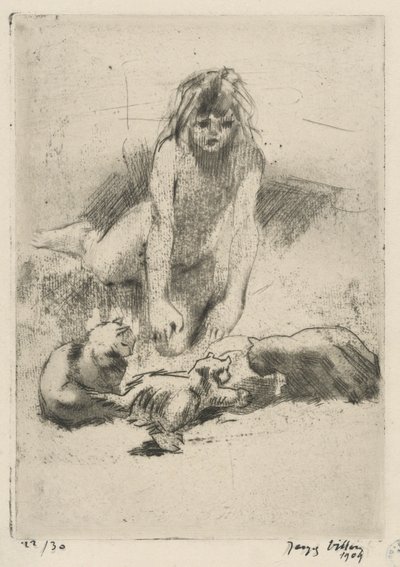 Minne e i gatti che bevono, dalla suite Le bain de Minne da Jacques Villon