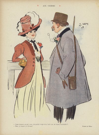 Alle corse. Illustrazione per Le Rire da Jacques Wely