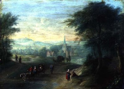 Paesaggio fluviale montuoso da Jacques Willem Blarenberghe
