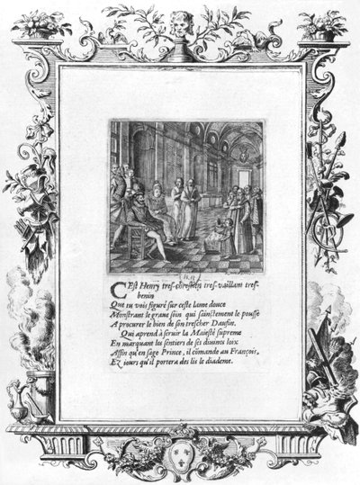 Enrico IV (1553-1610) Re di Francia e Navarra che insegna al Delfino Luigi di Francia, futuro Luigi XIII (1601-43) c.1605 da Jacques de Fornazeris
