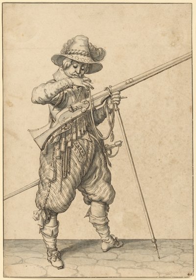 Un soldato di guardia che soffia il fiammifero da Jacques de Gheyn II