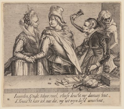Un giovane uomo tra una giovane donna e una vecchia, da Amanti disuguali da Jacques de Gheyn II