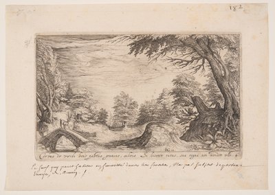 Paesaggio con un cervo su un ponte, da Paesaggi da Jacques de Gheyn II