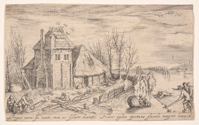 Paesaggio invernale con pattinatori su ghiaccio, da Landscapes da Jacques de Gheyn II