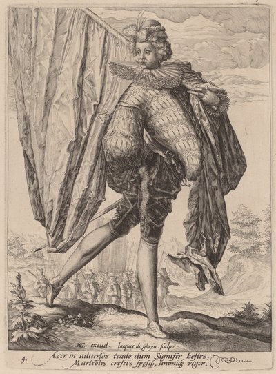 Soldato Armato di Spada Larga e Scudo da Jacques de Gheyn II after Hendrik Goltzius