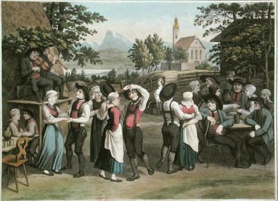 Danza di un villaggio austriaco, illustrazione da 